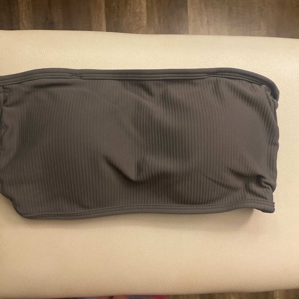 Gray Ribbed Bandeau Top